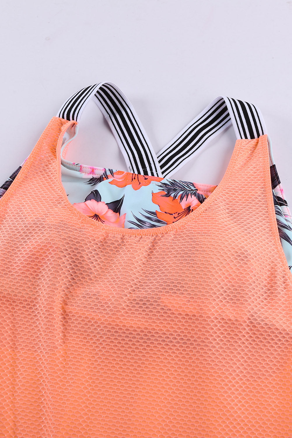 Purple Printed Splicing Racerback Tankini Swimsuit