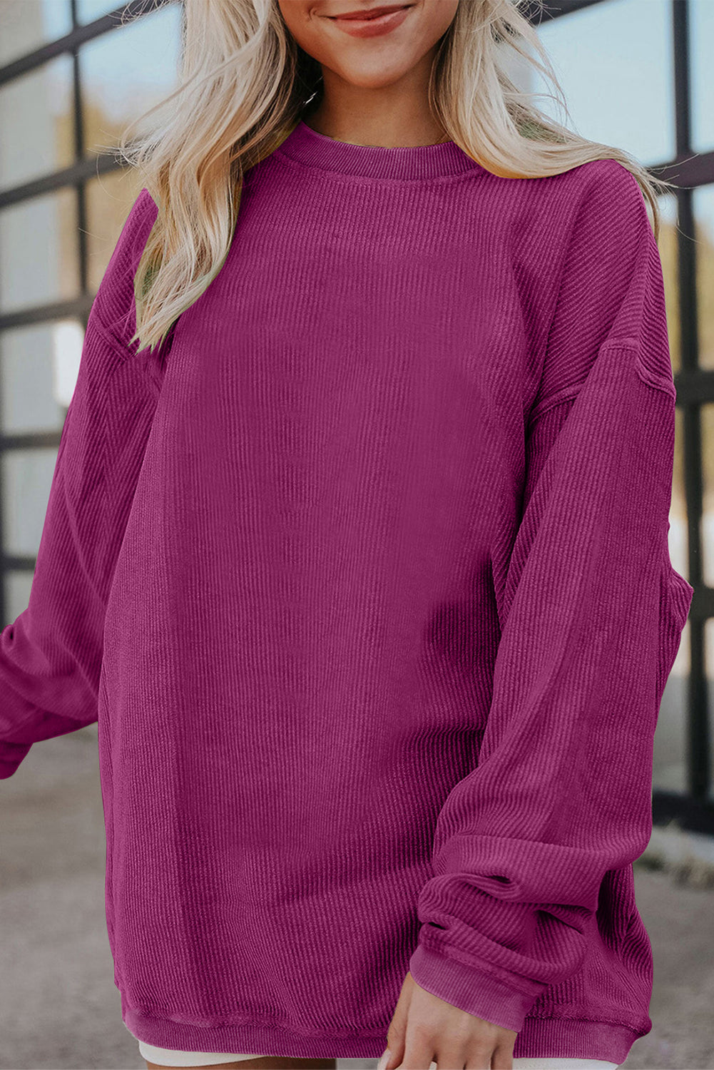 Orange Thanksgiving Thankful Casual Ribbed Corded Sweatshirt