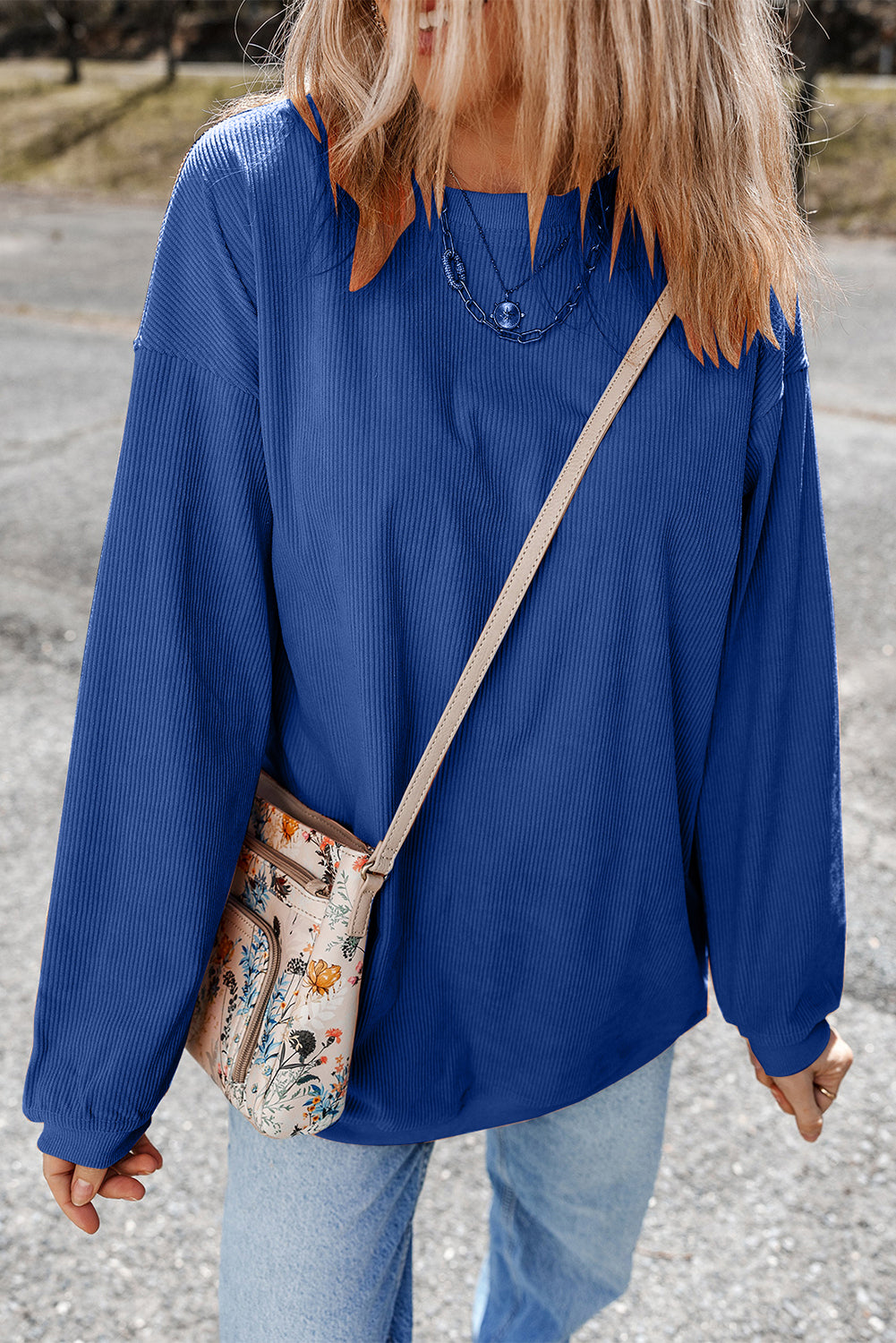 Orange Thanksgiving Thankful Casual Ribbed Corded Sweatshirt