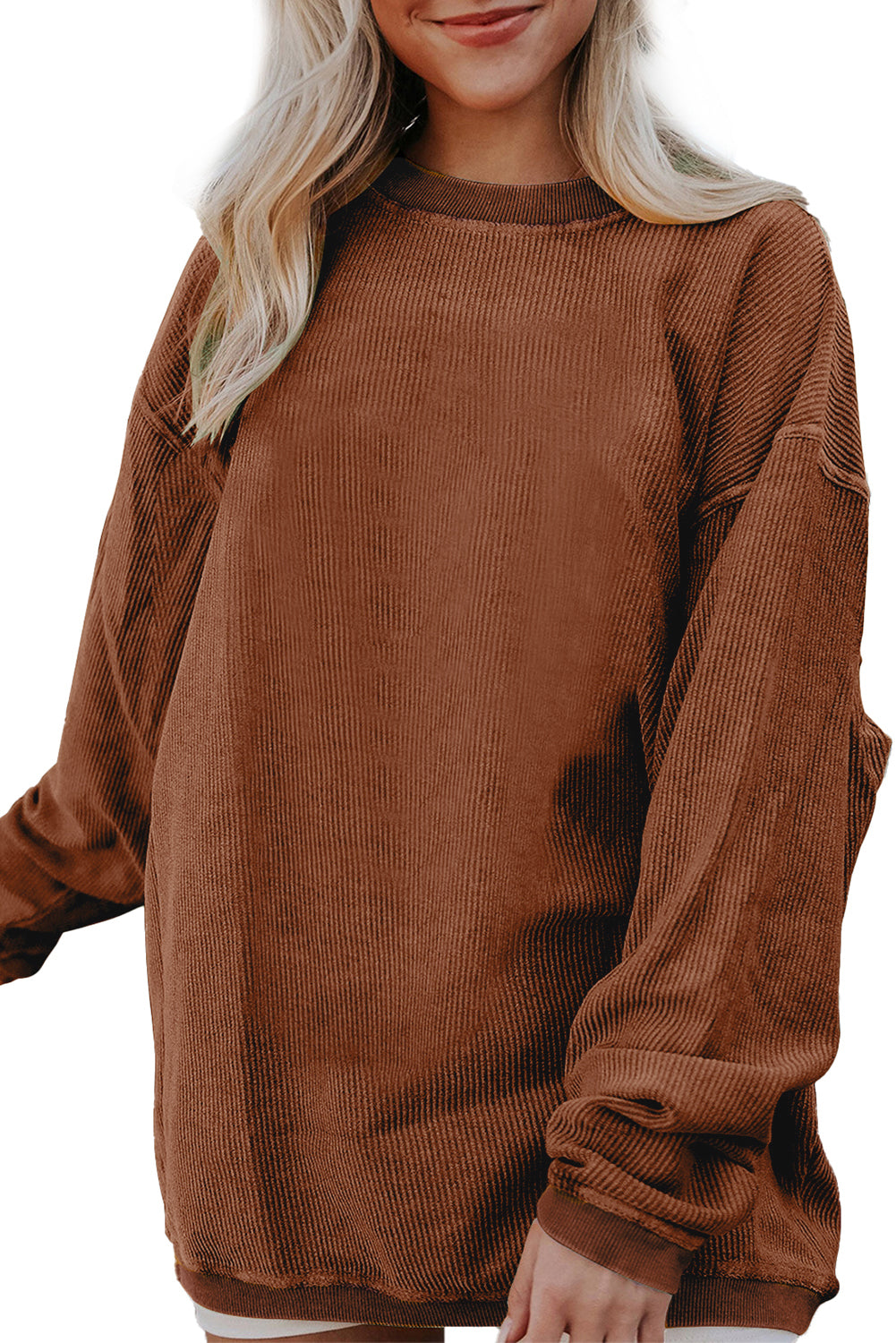 Orange Thanksgiving Thankful Casual Ribbed Corded Sweatshirt