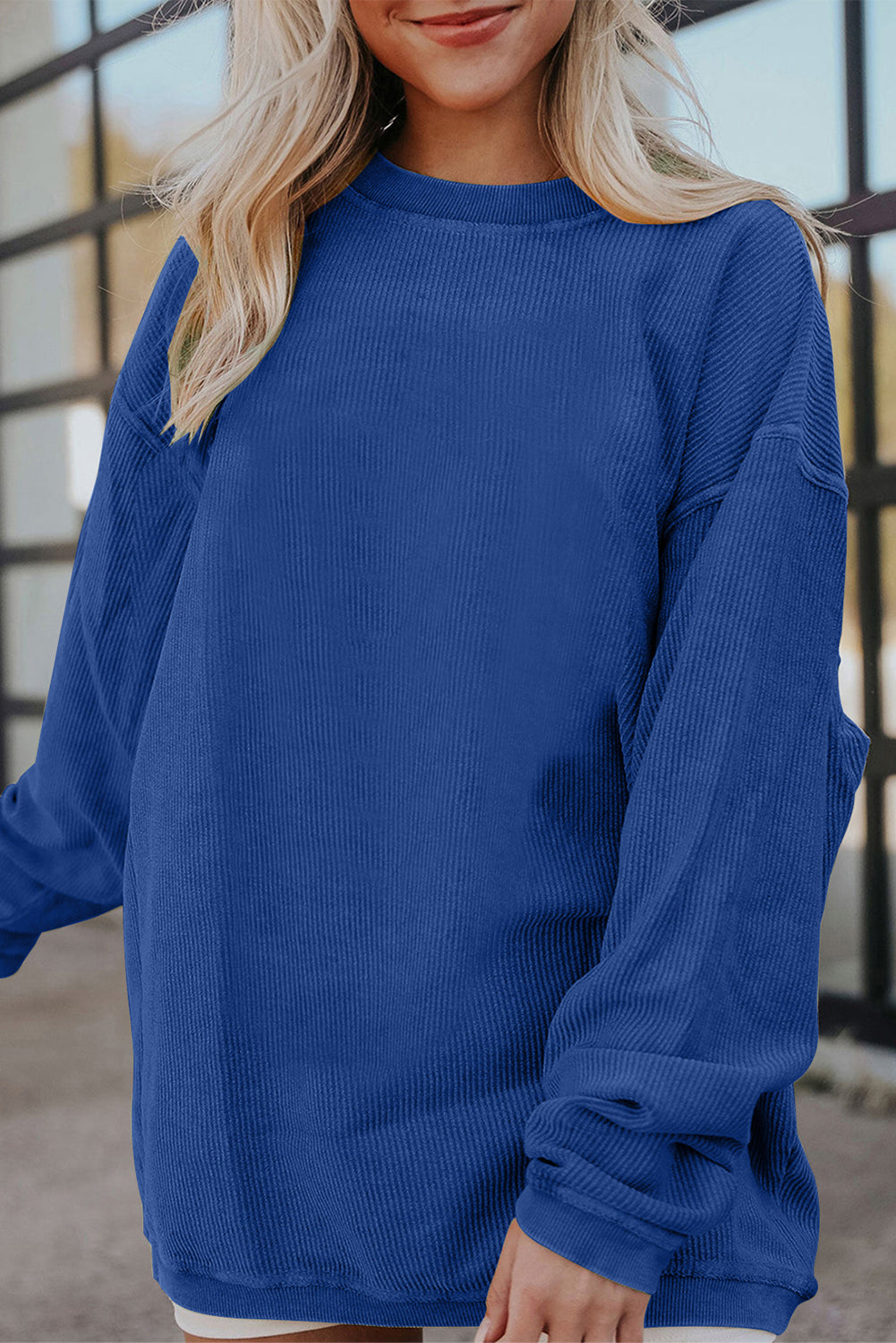 Orange Thanksgiving Thankful Casual Ribbed Corded Sweatshirt