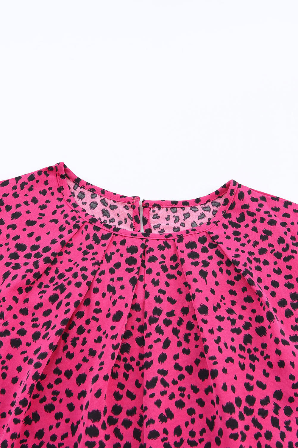 Rose Leopard Long Sleeve Pleated Blouse