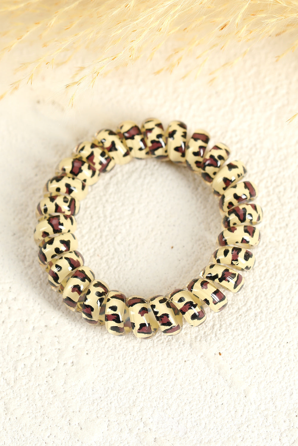 Brown Leopard Telephone Spiral Coil Wire Hair Tie