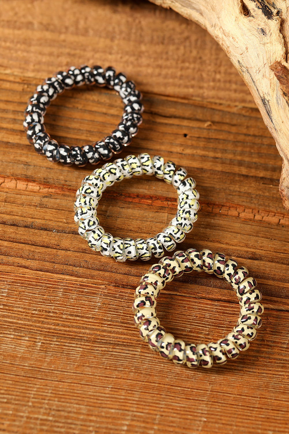 Brown Leopard Telephone Spiral Coil Wire Hair Tie