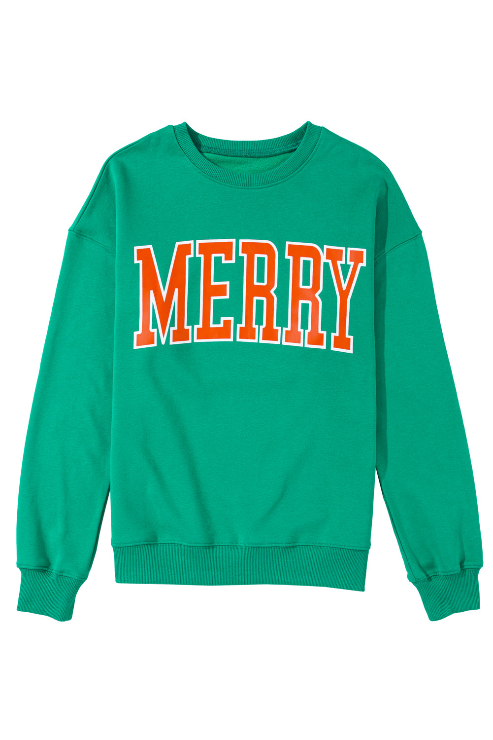 Green Lucky Letter Embroidery Print Drop Sleeve Sweatshirt