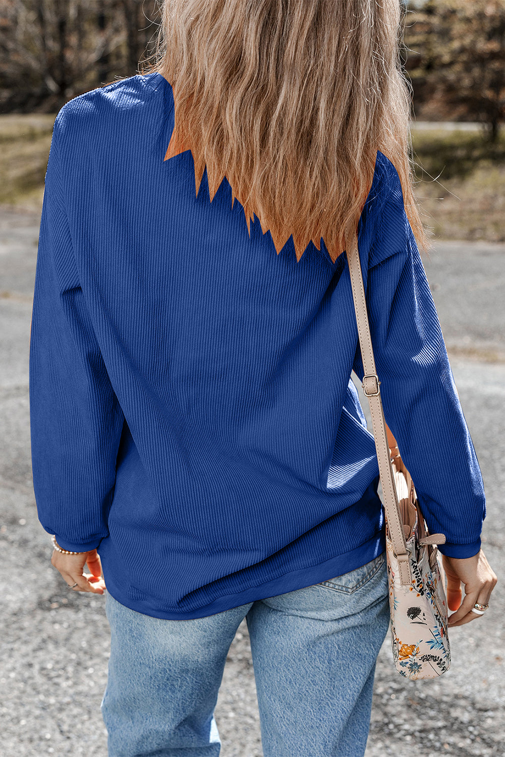 Orange Thanksgiving Thankful Casual Ribbed Corded Sweatshirt