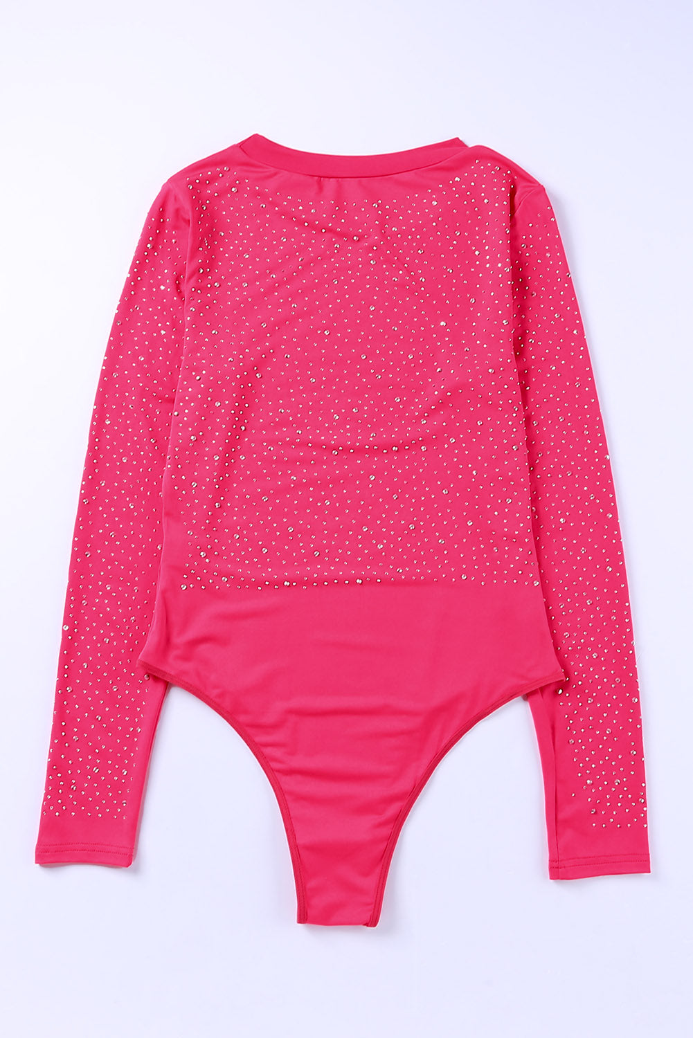 Rosy Rhinestone Casual Slim Fit Long Sleeve Bodysuit