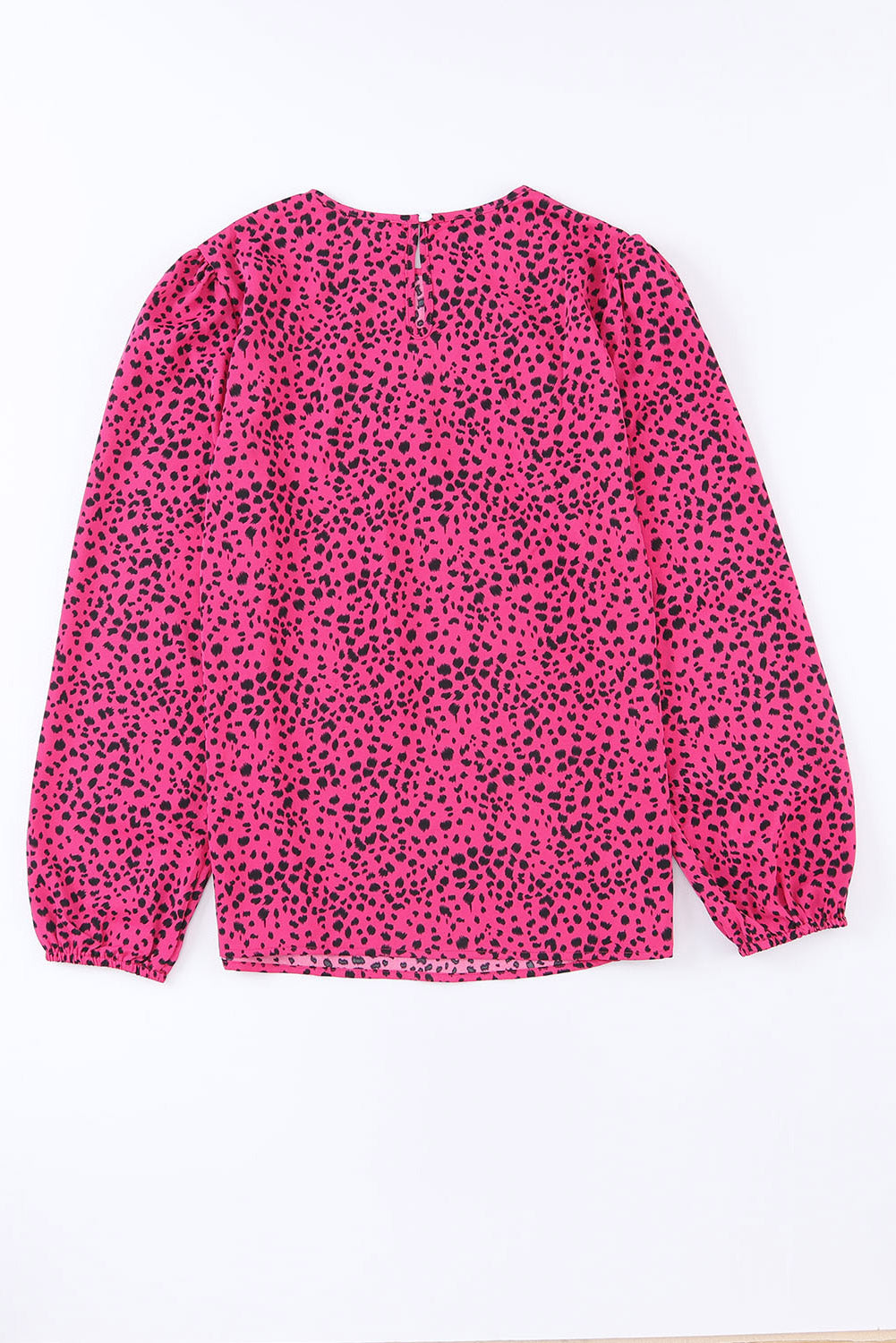 Rose Leopard Long Sleeve Pleated Blouse