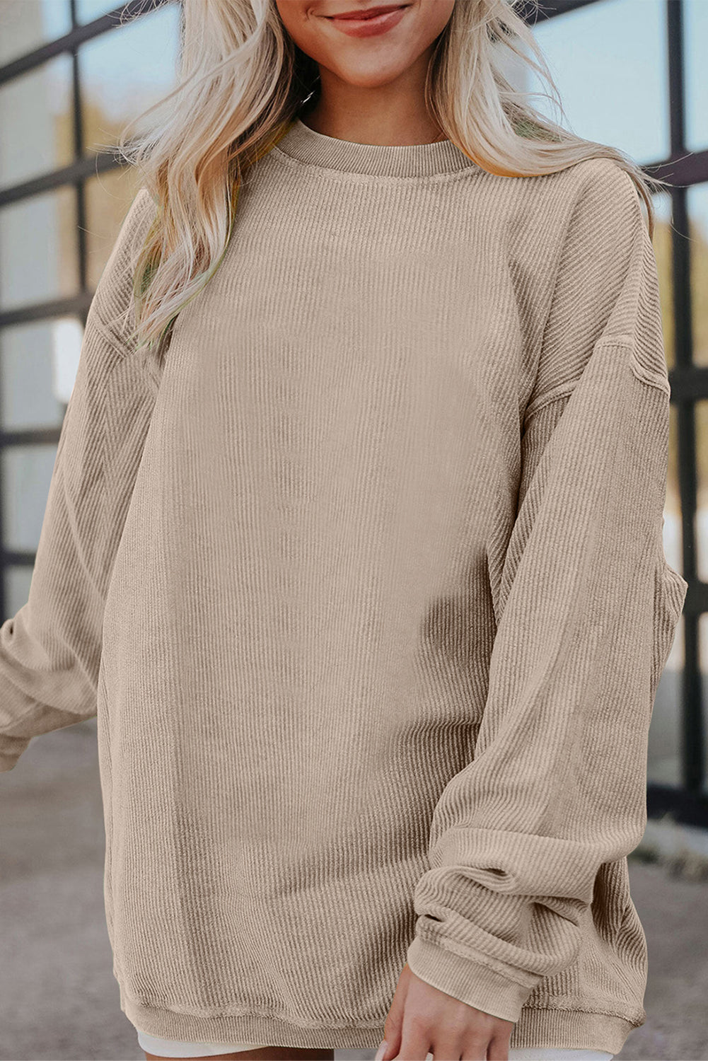 Orange Thanksgiving Thankful Casual Ribbed Corded Sweatshirt