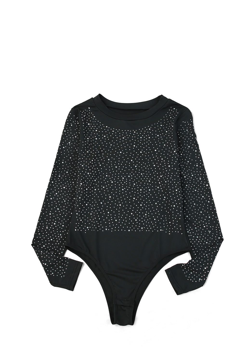 Rosy Rhinestone Casual Slim Fit Long Sleeve Bodysuit