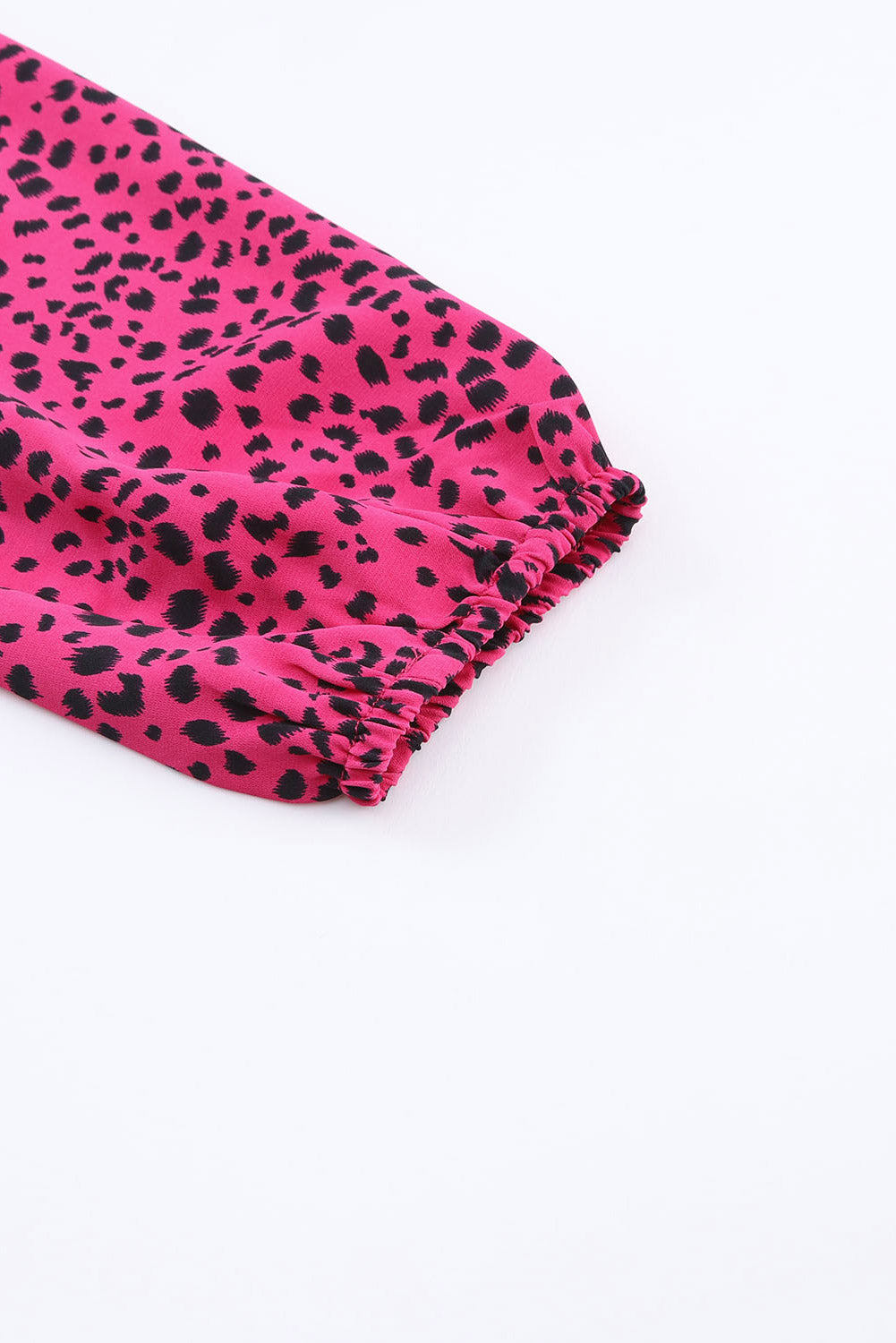 Rose Leopard Long Sleeve Pleated Blouse