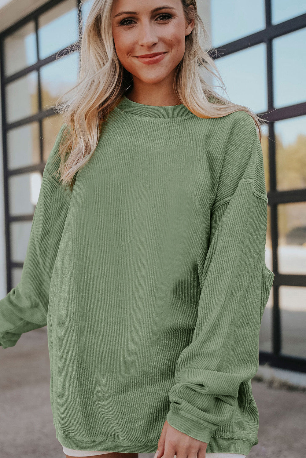 Orange Thanksgiving Thankful Casual Ribbed Corded Sweatshirt