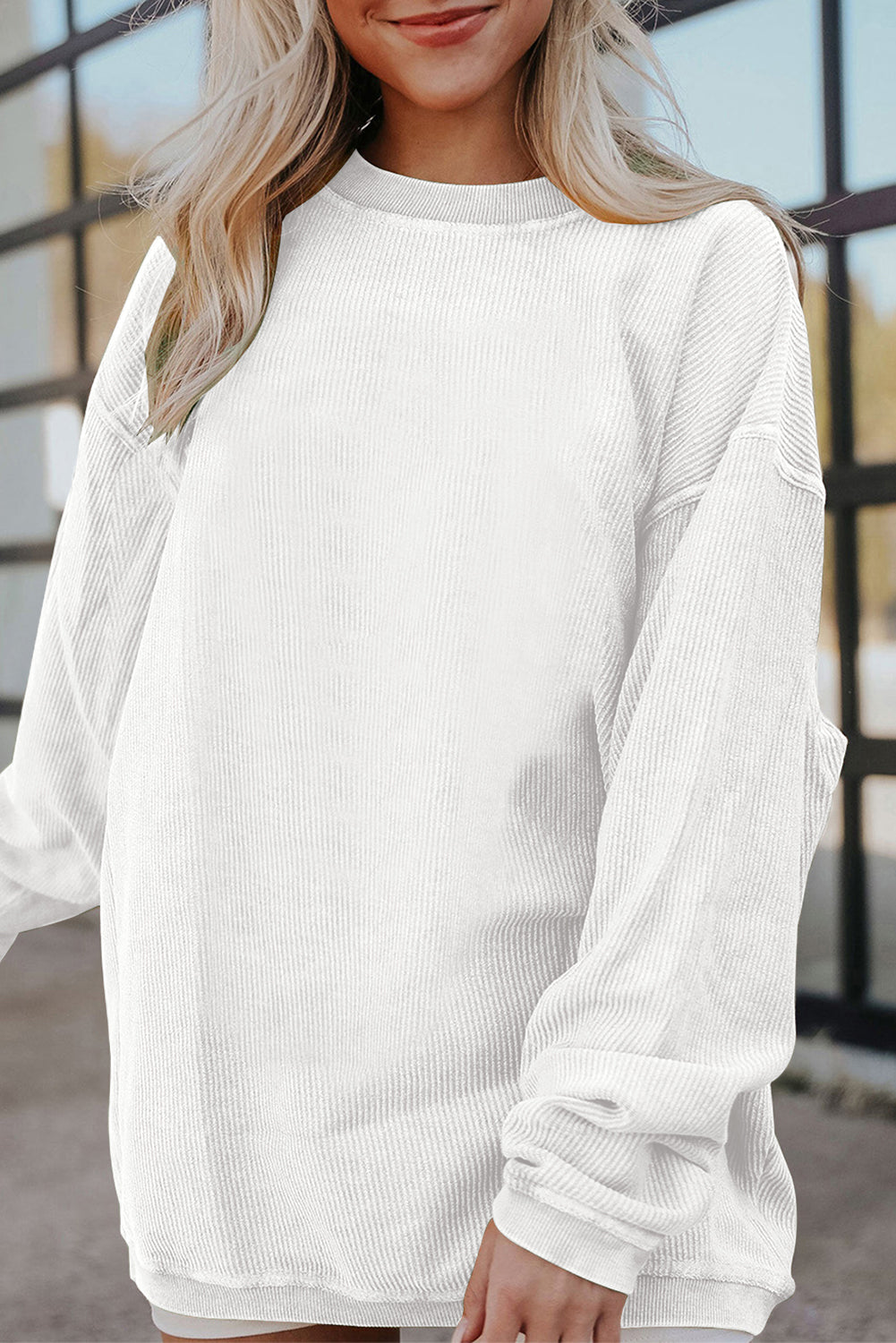 Orange Thanksgiving Thankful Casual Ribbed Corded Sweatshirt