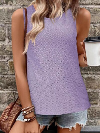 Eyelet Round Neck Tank