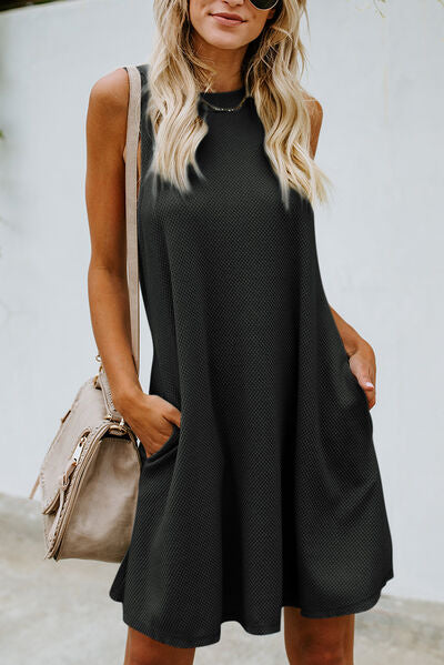 Cutout Crisscross Round Neck Sleeveless Dress