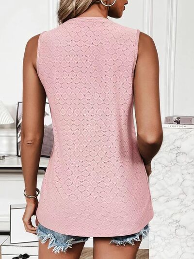 Eyelet Round Neck Tank